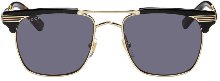 gucci sunglasses black and gold
