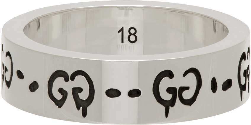 Gucci GG Marmont Cabled Sterling Silver Band Ring