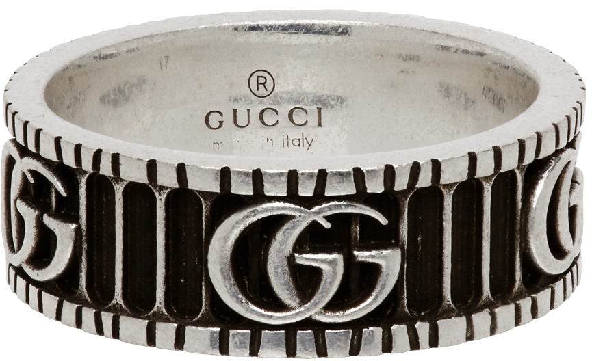 Gucci: Silver Double G Ring | SSENSE Canada