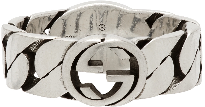 Silver Large Interlocking G Ring