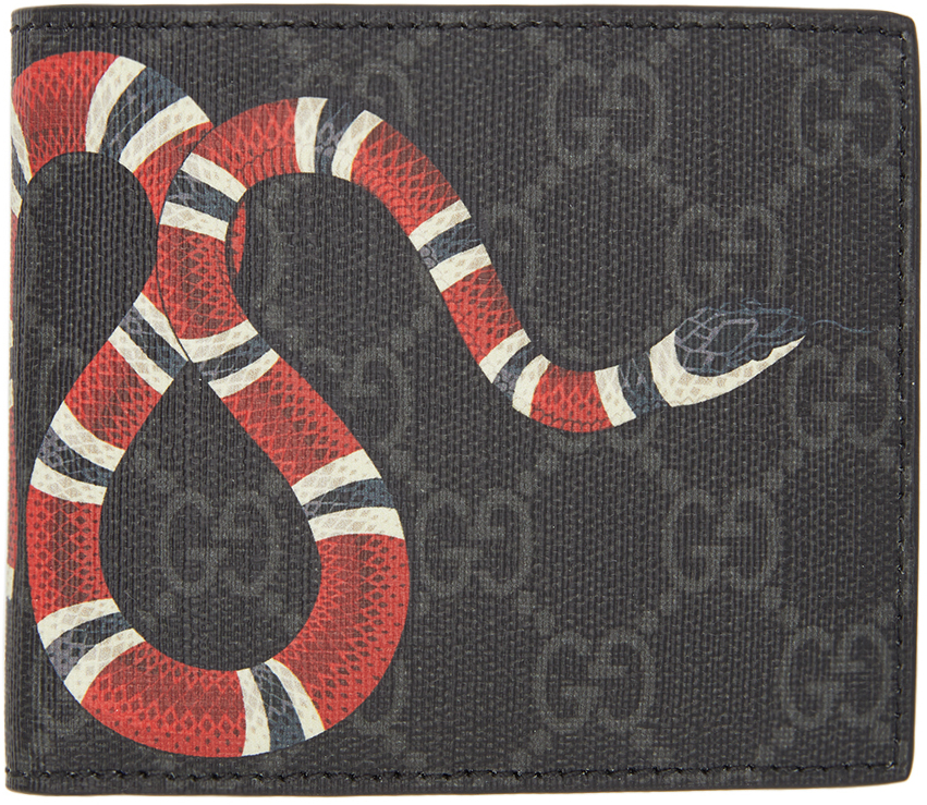 Gucci: Black GG Supreme Snake Wallet | SSENSE Canada
