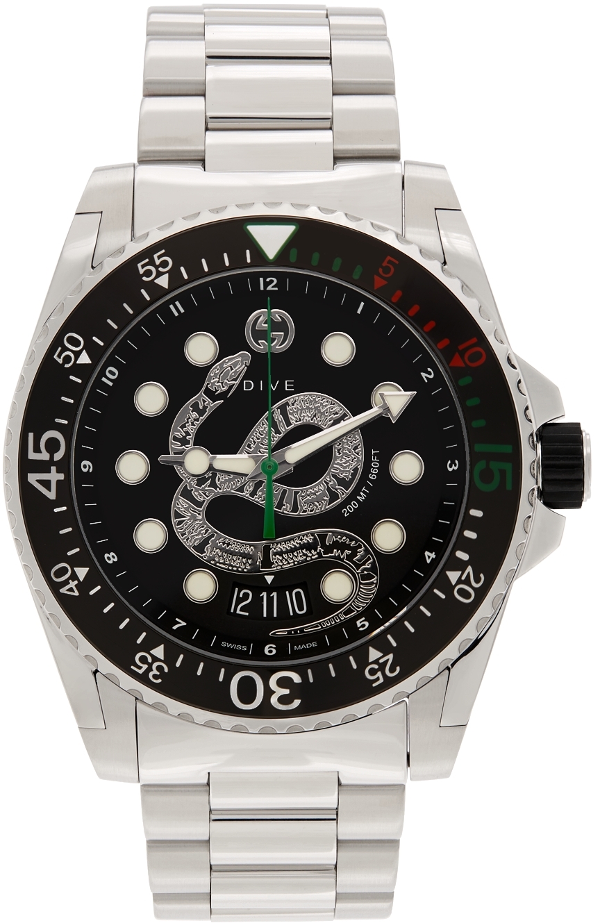 Gucci: Silver Dive Watch | SSENSE