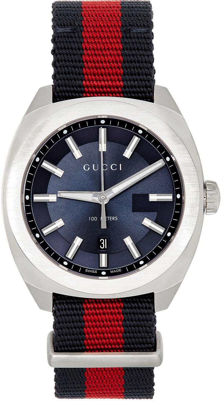 Gucci Silver & Blue GG2570 Watch