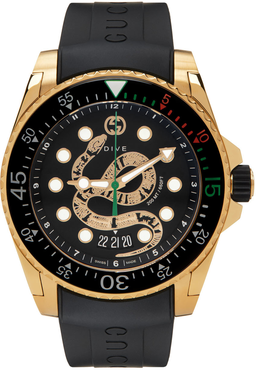Gucci Black & Gold Dive Watch