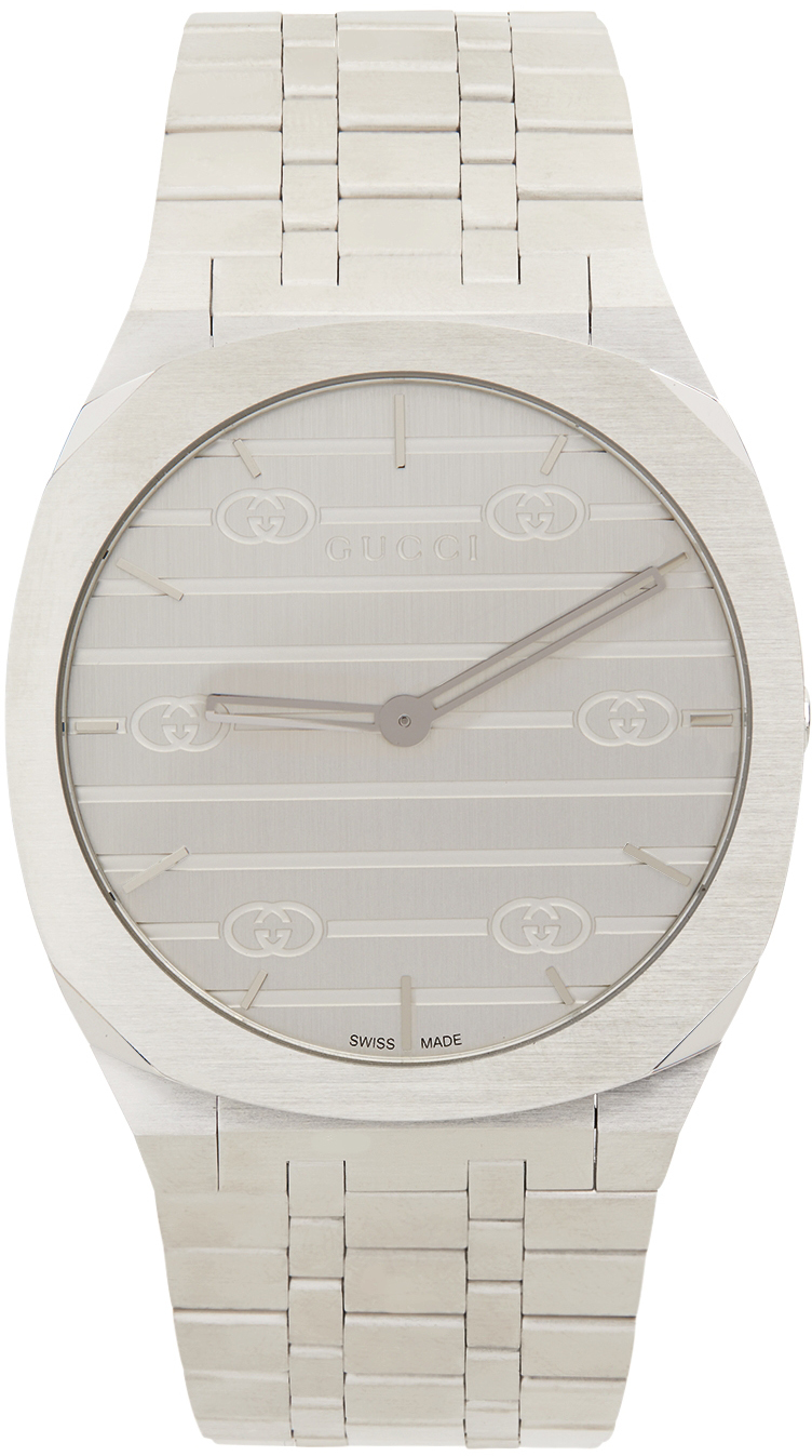 Gucci Silver Steel 25H Watch