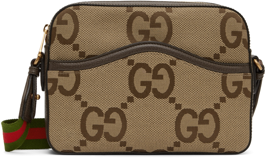 Beige & Brown Jumbo GG Messenger Bag