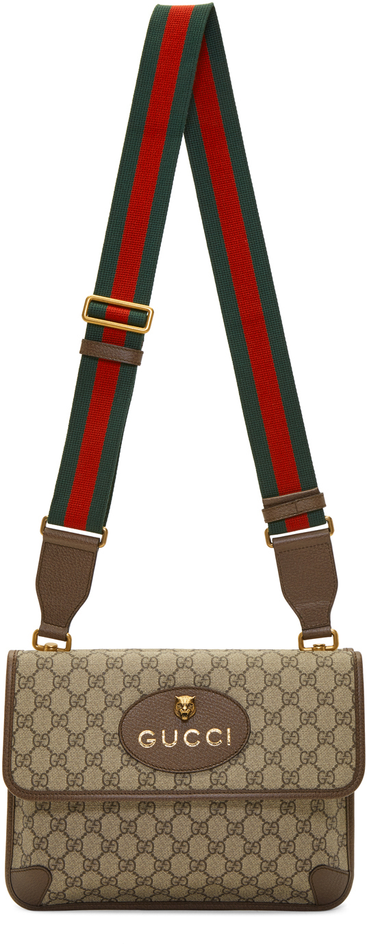 Gucci Beige GG Supreme Messenger Bag SSENSE