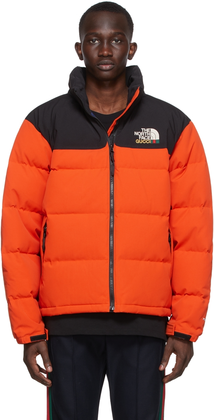Gucci: Orange & Black The North Face Edition Down Techno Jacket | SSENSE