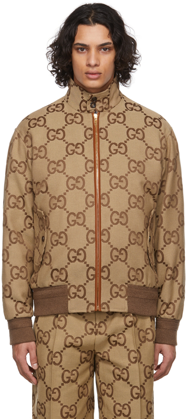 Impolite principle rotary Gucci: Beige Canvas Jumbo GG Jacket | SSENSE