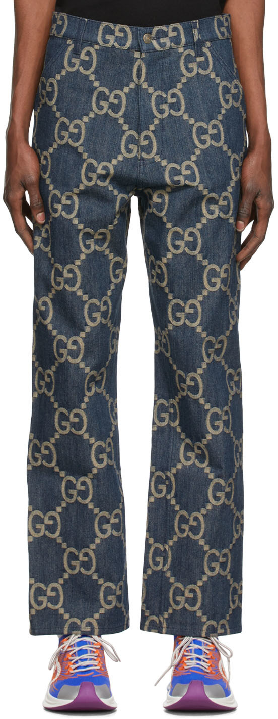 inkt Groene bonen Ongewapend Gucci: Indigo Pineapple Jeans | SSENSE