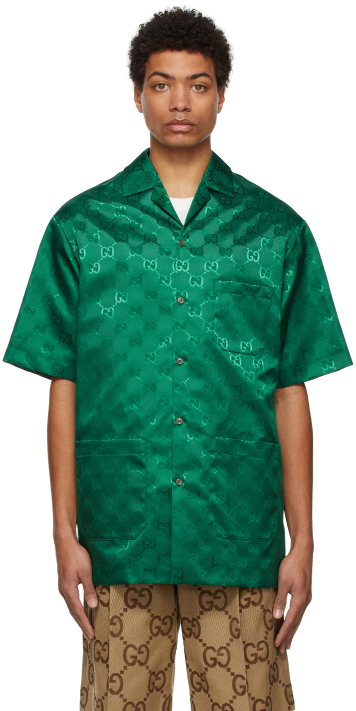 Gucci: Green GG Canvas Bowling Shirt | SSENSE