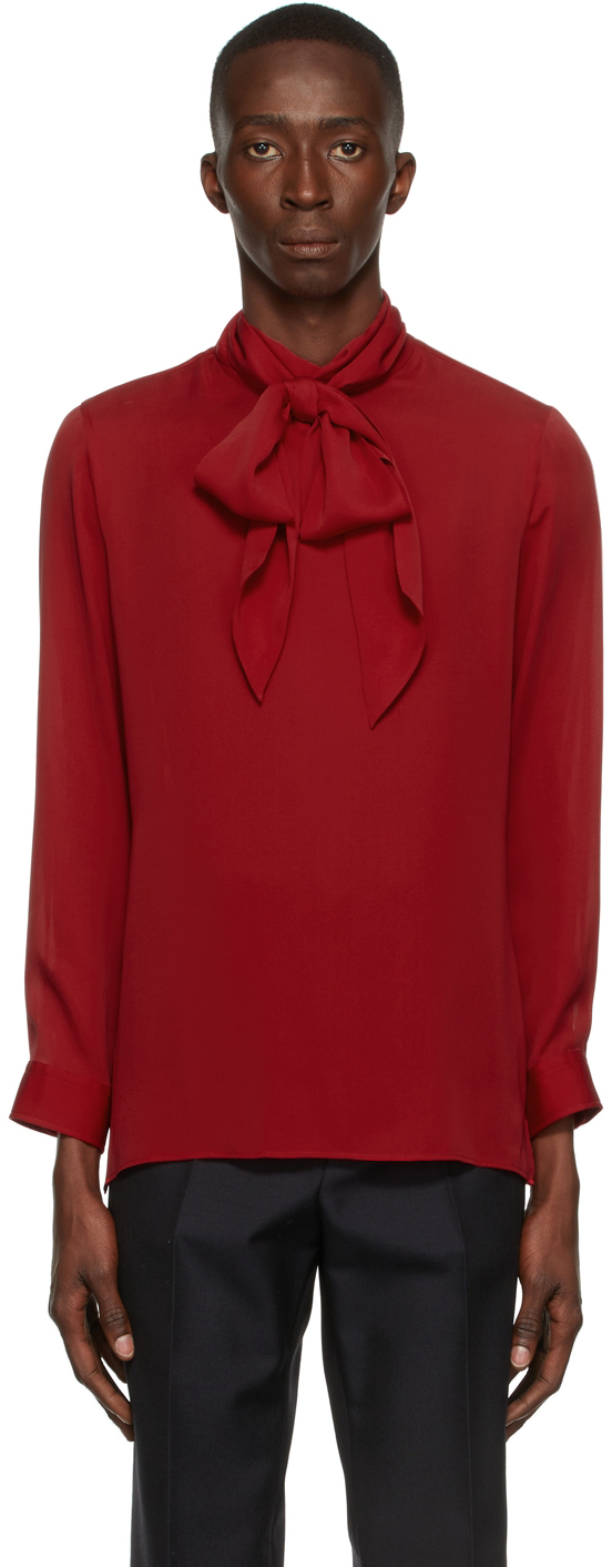Gucci Red 2015 Re-Edition Silk Shirt