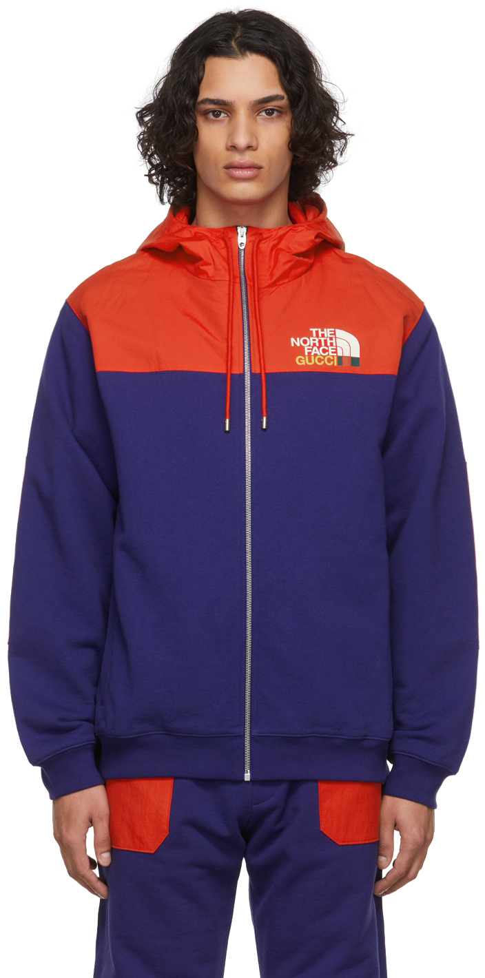 Gucci Purple & Red The North Face Edition Paneled Logo Hoodie