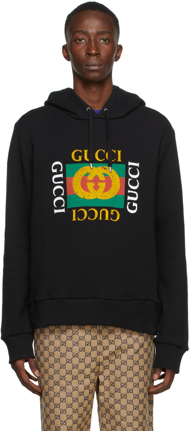 Gucci: Black Logo Hoodie | SSENSE