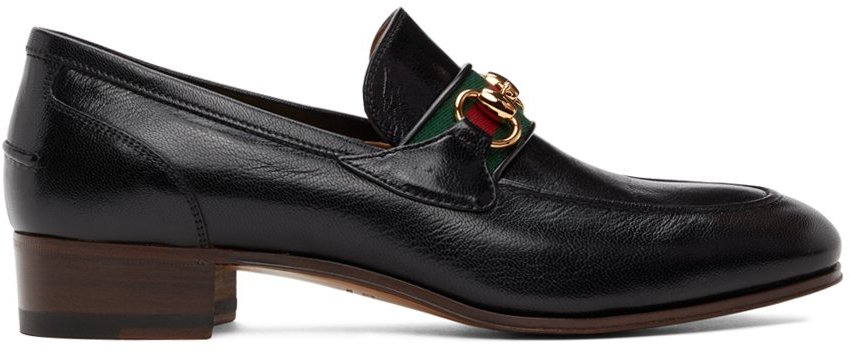 Gucci: Black Web Horsebit Loafers | SSENSE