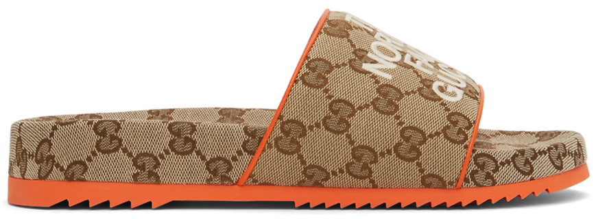 Gucci Beige & Orange The North Face Edition GG Sandals