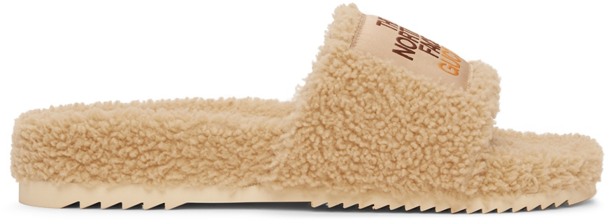 Gucci Beige The North Face Edition Merino Wool Slides In Butterscotch