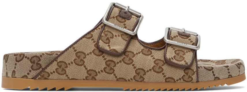 Gucci Beige Canvas GG Sandals