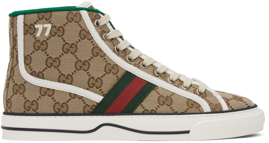 Gucci Beige 'Gucci Tennis 1977' High-Top Sneakers