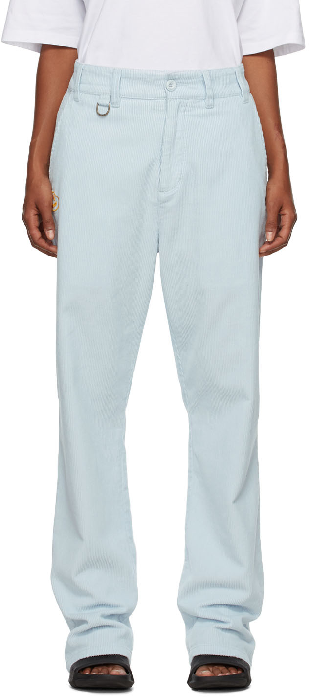 Drew House Ssense Exclusive Blue Cotton Trousers In Baby Blue