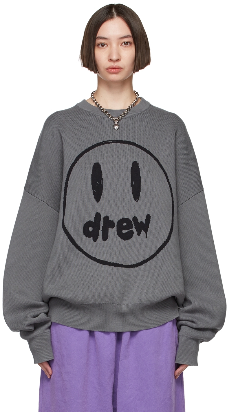 drew house SSENSE Exclusive Gray Painted Mascot Sweater