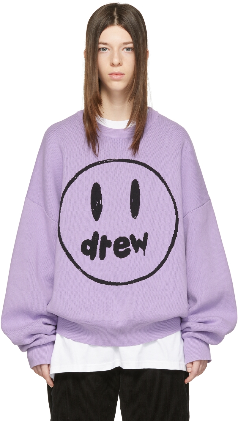 drew house: SSENSE Exclusive Purple Painted Mascot Sweater | SSENSE