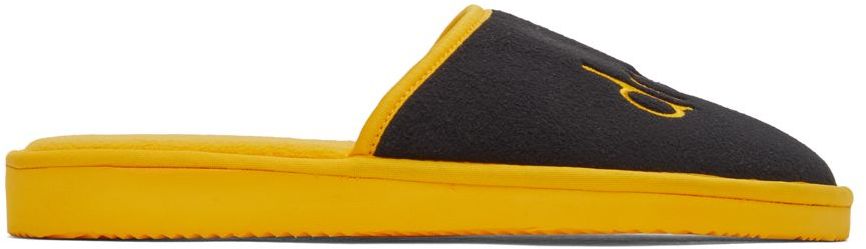 Drew House Ssense Exclusive Black & Yellow Scribble Slippers In Black/yellow