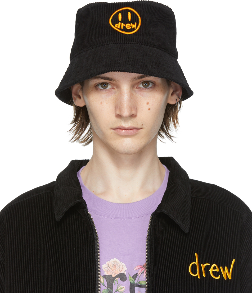 drew house SSENSE Exclusive Black Painted Mascot Bucket Hat