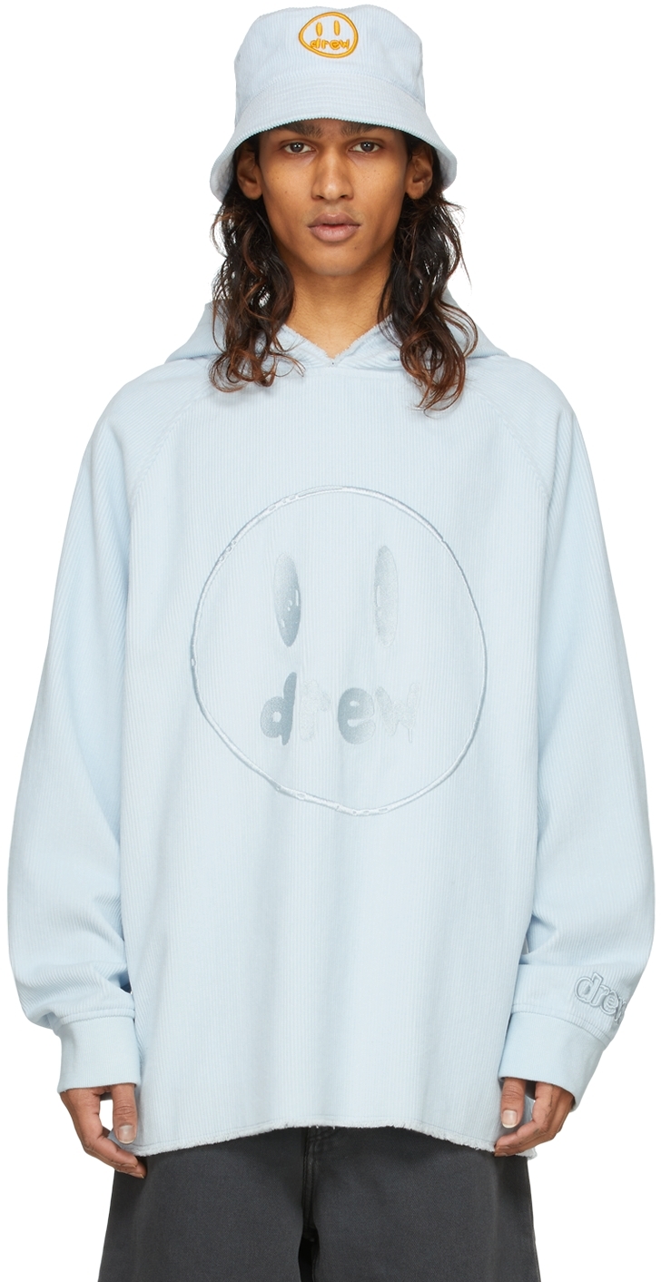 Drew House Ssense Exclusive Blue Painted Mascot Hoodie In Baby Blue
