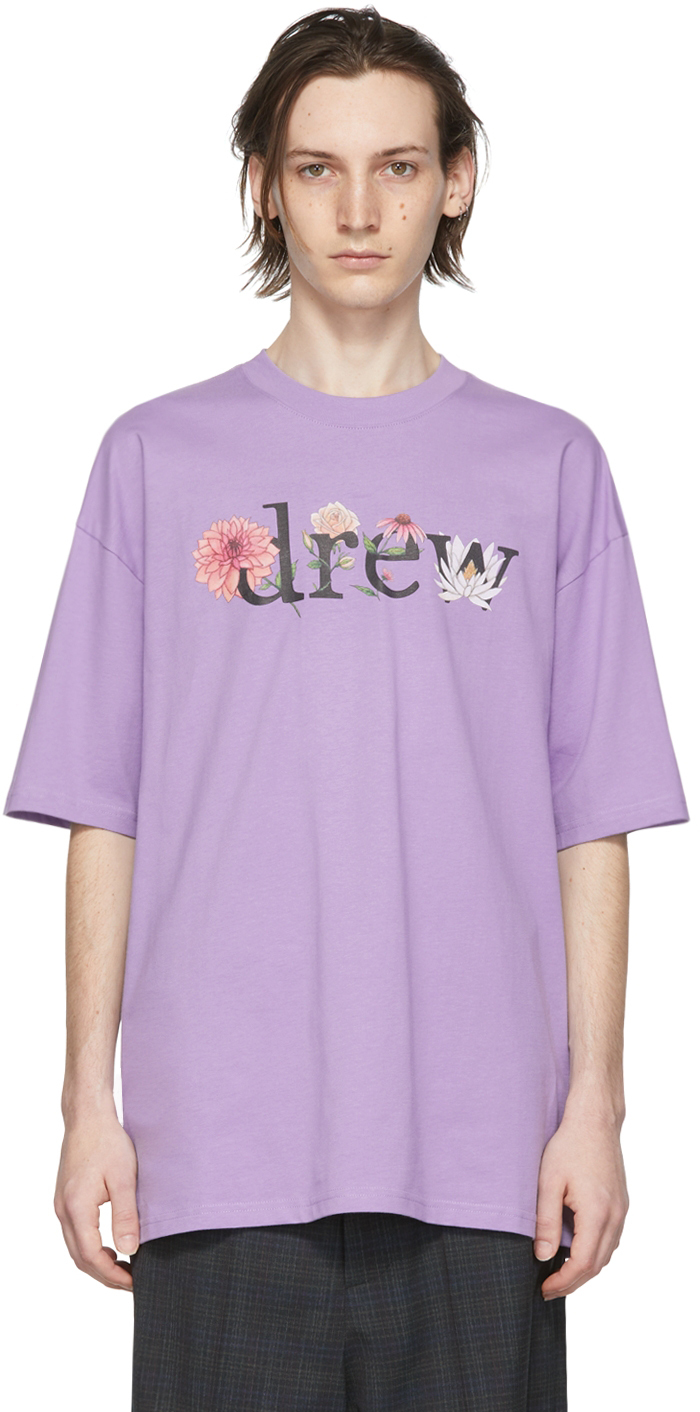 Drew House Ssense Exclusive Purple Floral Drew T-shirt In Lavender