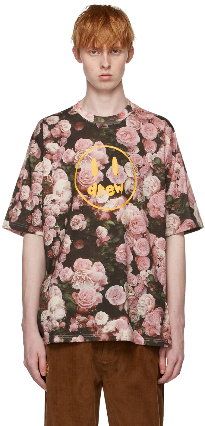 Drew House Ssense Exclusive Pink & Khaki Painted Mascot T-shirt In Roses