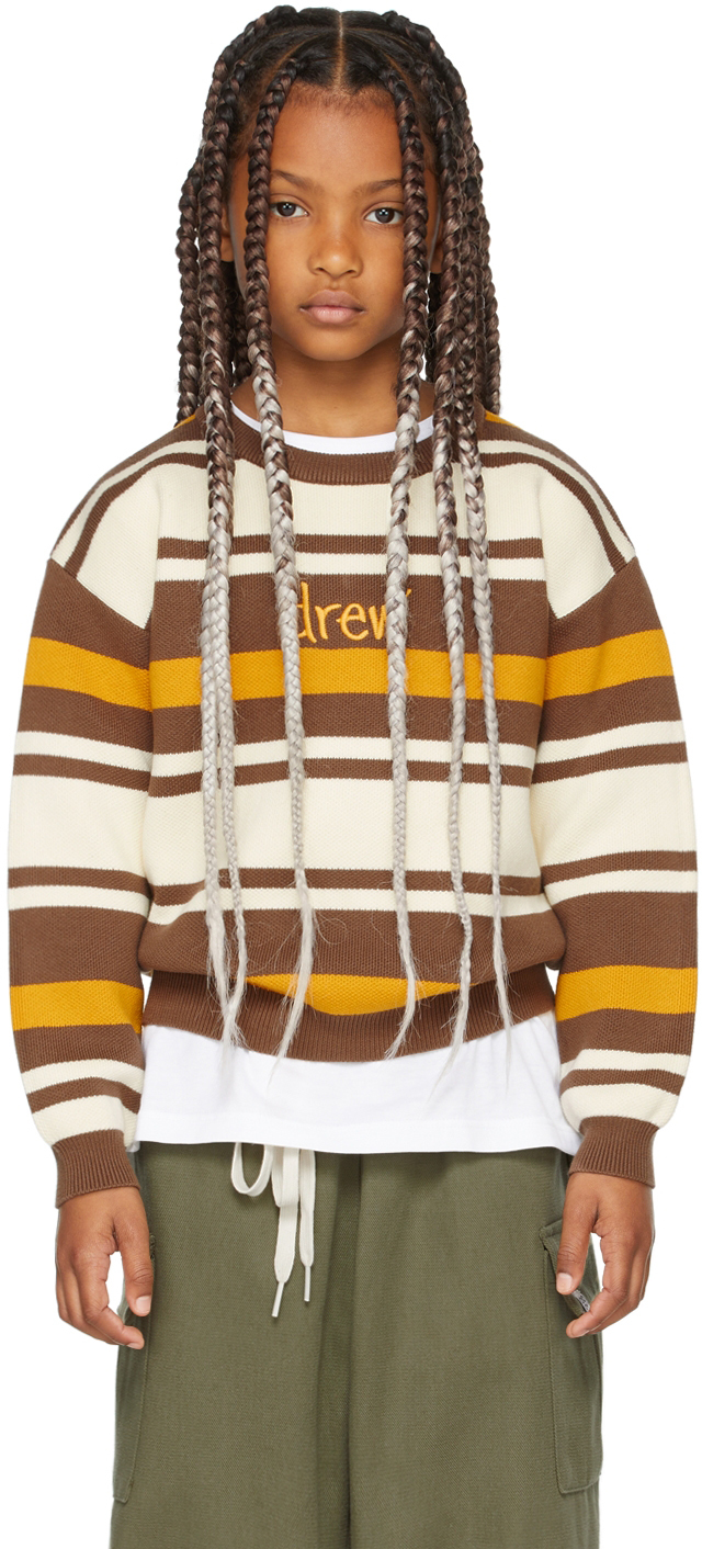 Drew House Ssense Exclusive Kids Brown Scribble Sweater In Brown Stripe