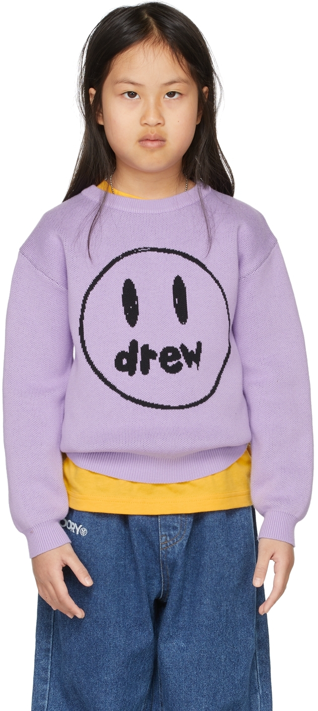 Drew House Ssense Exclusive Kids Purple Painted Mascot Sweater In Lavender