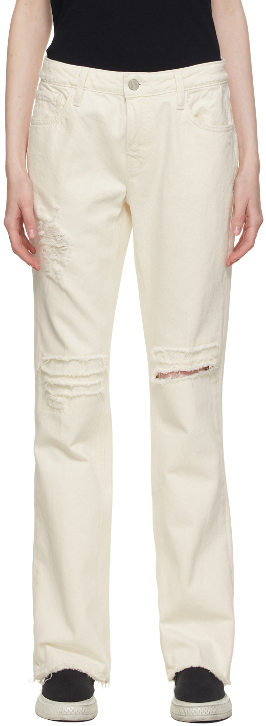 【関税込み】FRAME オフホワイト The Low Boot ジーンズ Off-White 'The Low Boot' Jeans by FRAME on Sale