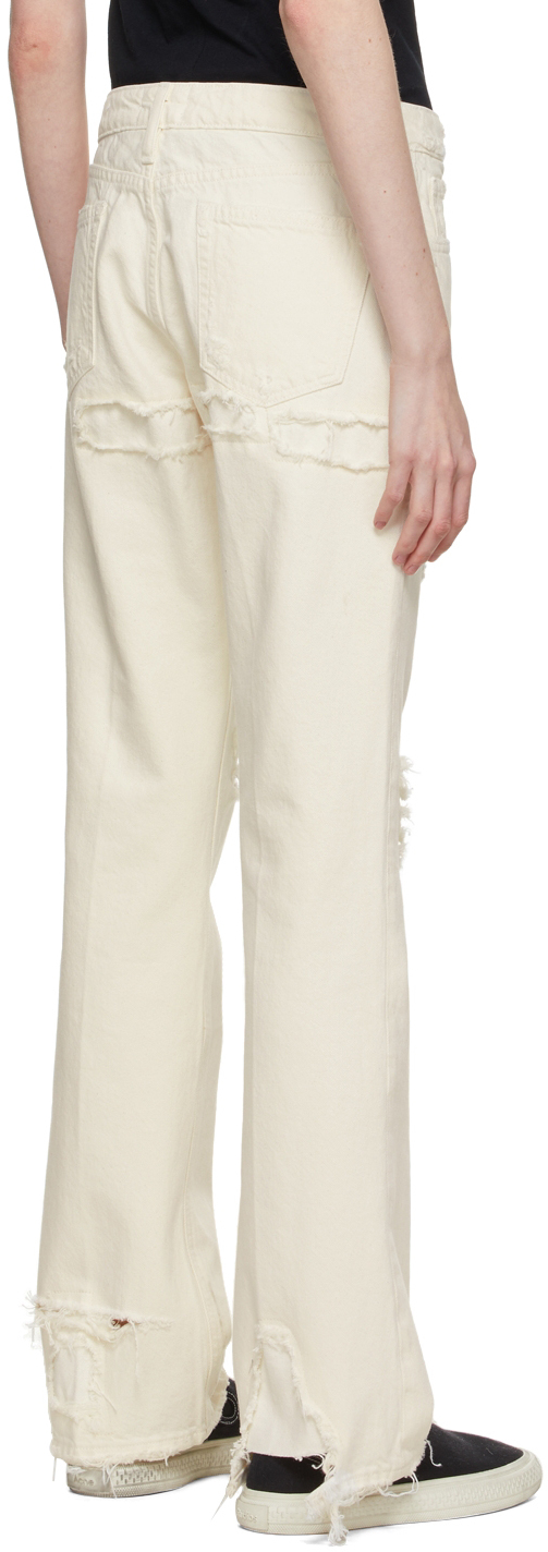 Frame Off-white 'the Low Boot' Jeans In Parchment Rips