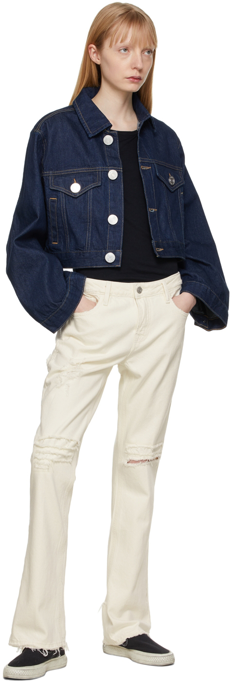 Frame Off-white 'the Low Boot' Jeans In Parchment Rips