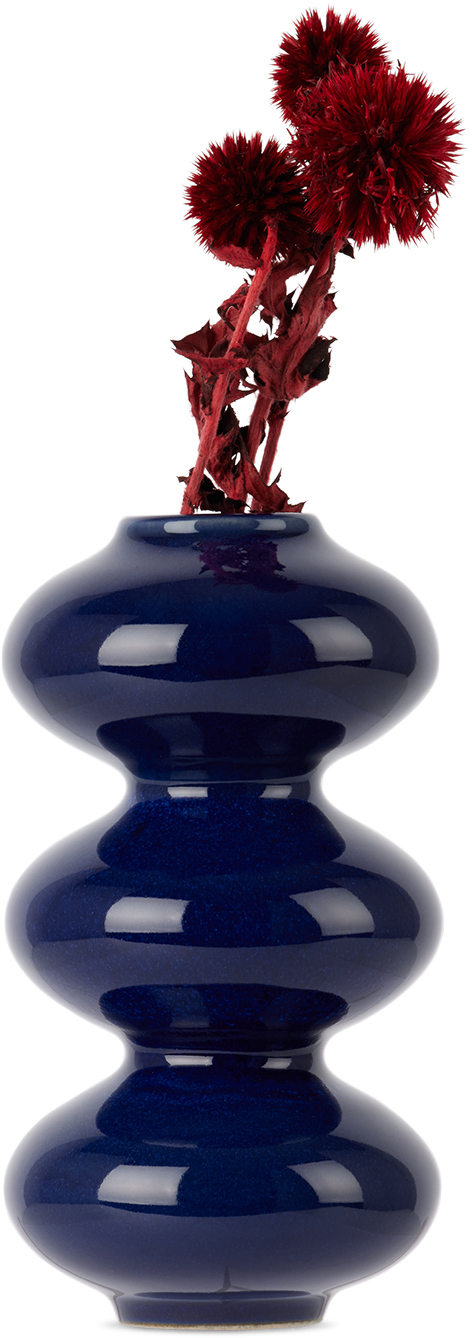 Forma Rosa Studio Blue Wave Form Vase In Gloss Pool