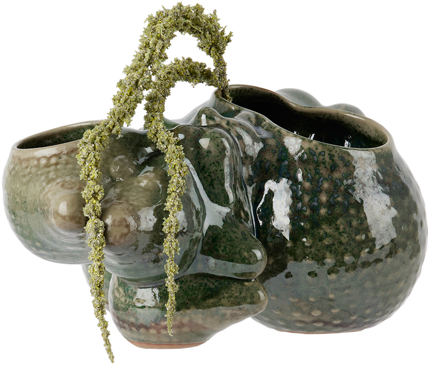 Forma Rosa Studio Green Botryoidal Planter In Green/pink