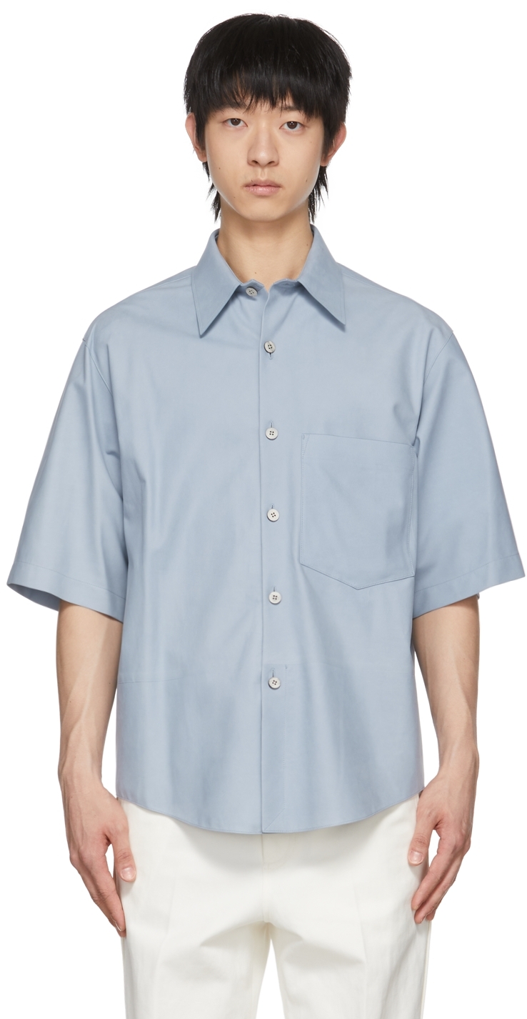Ermenegildo Zegna Couture Blue Suede Shirt