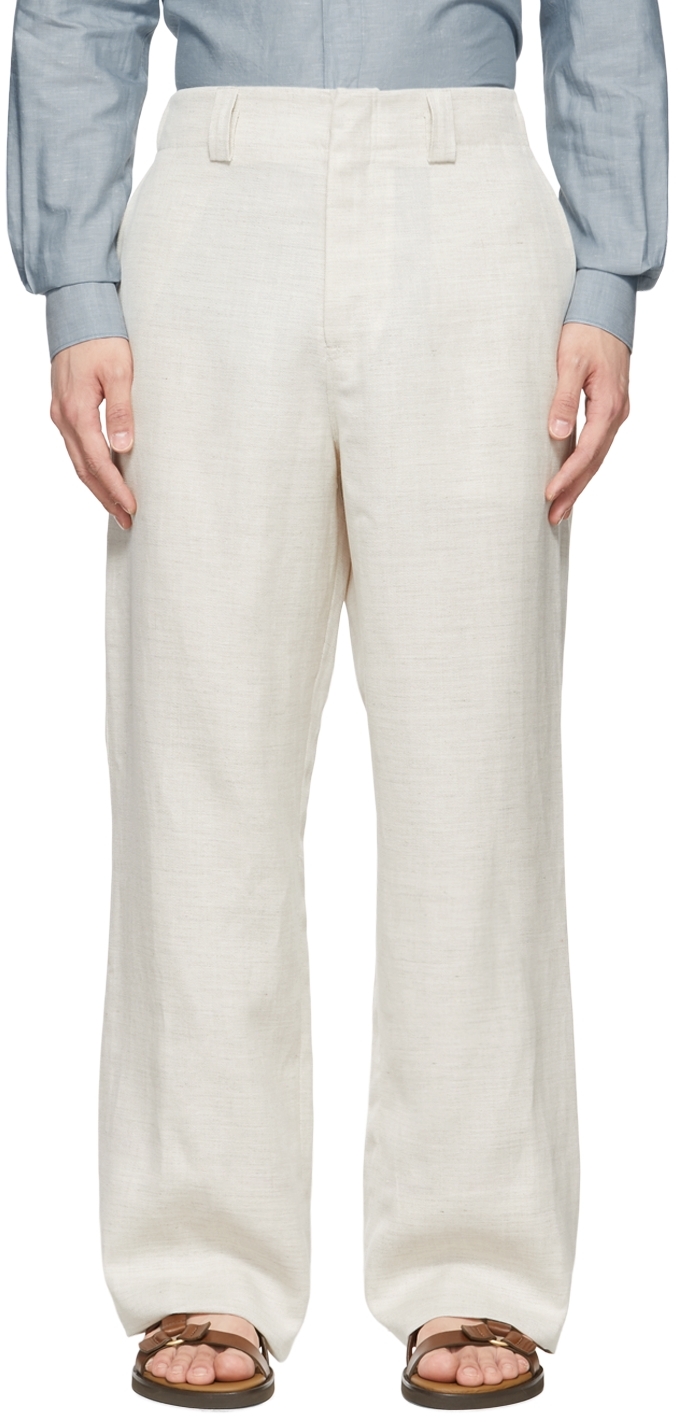 Ermenegildo Zegna Couture Off-White Wool Trousers