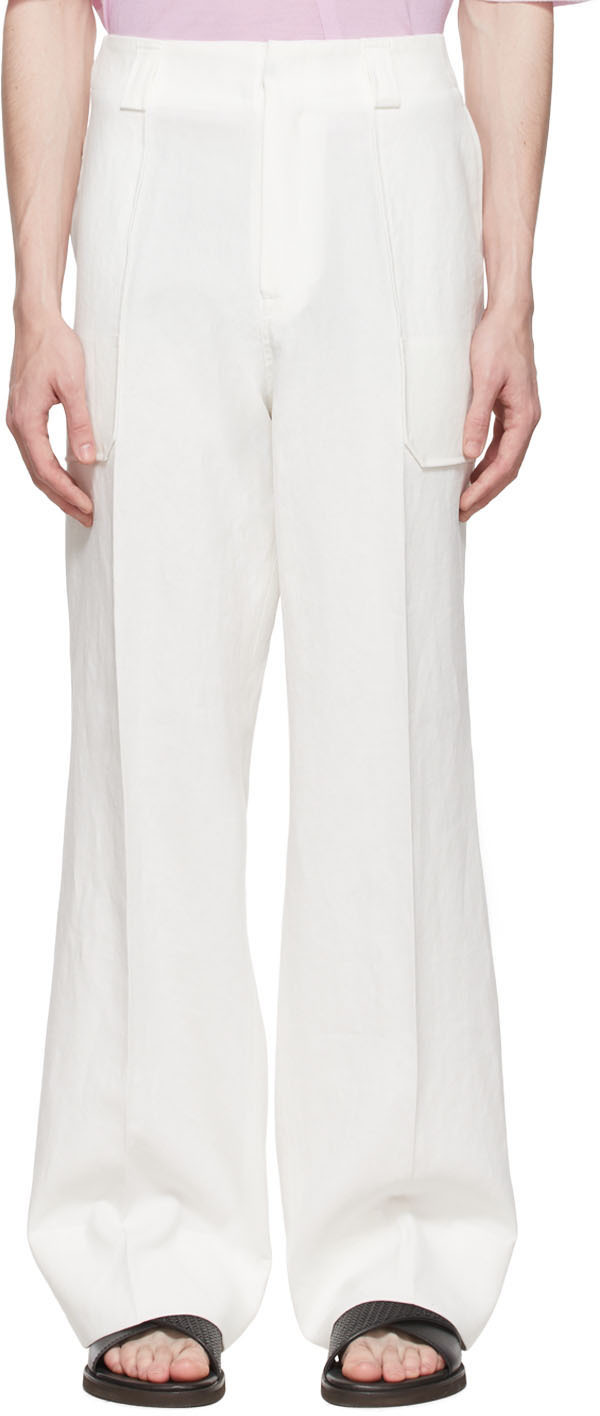 Ermenegildo Zegna White Linen Trousers In 387008 White