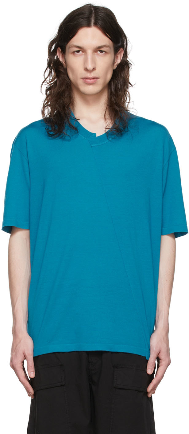 Ermenegildo Zegna Couture Blue Wool T-Shirt