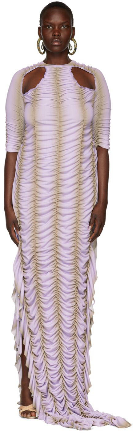 Ester Manas Purple Polyester Midi Dress