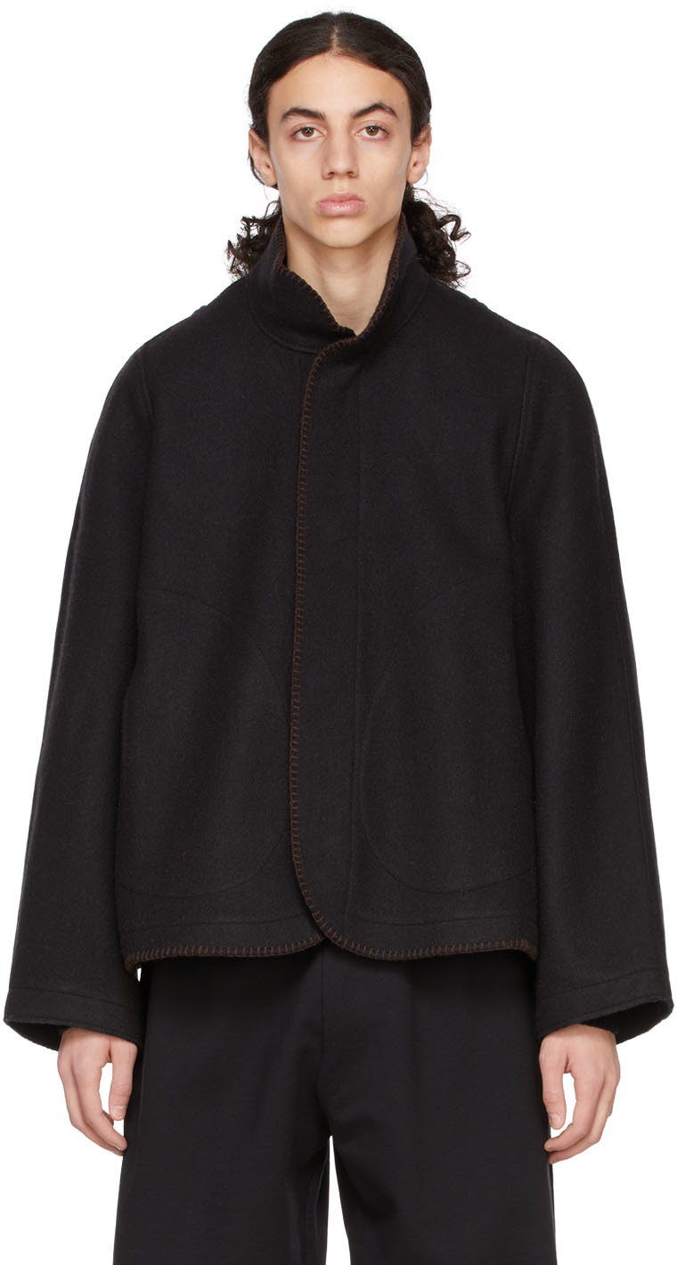 3MAN: Black Wool Jacket | SSENSE