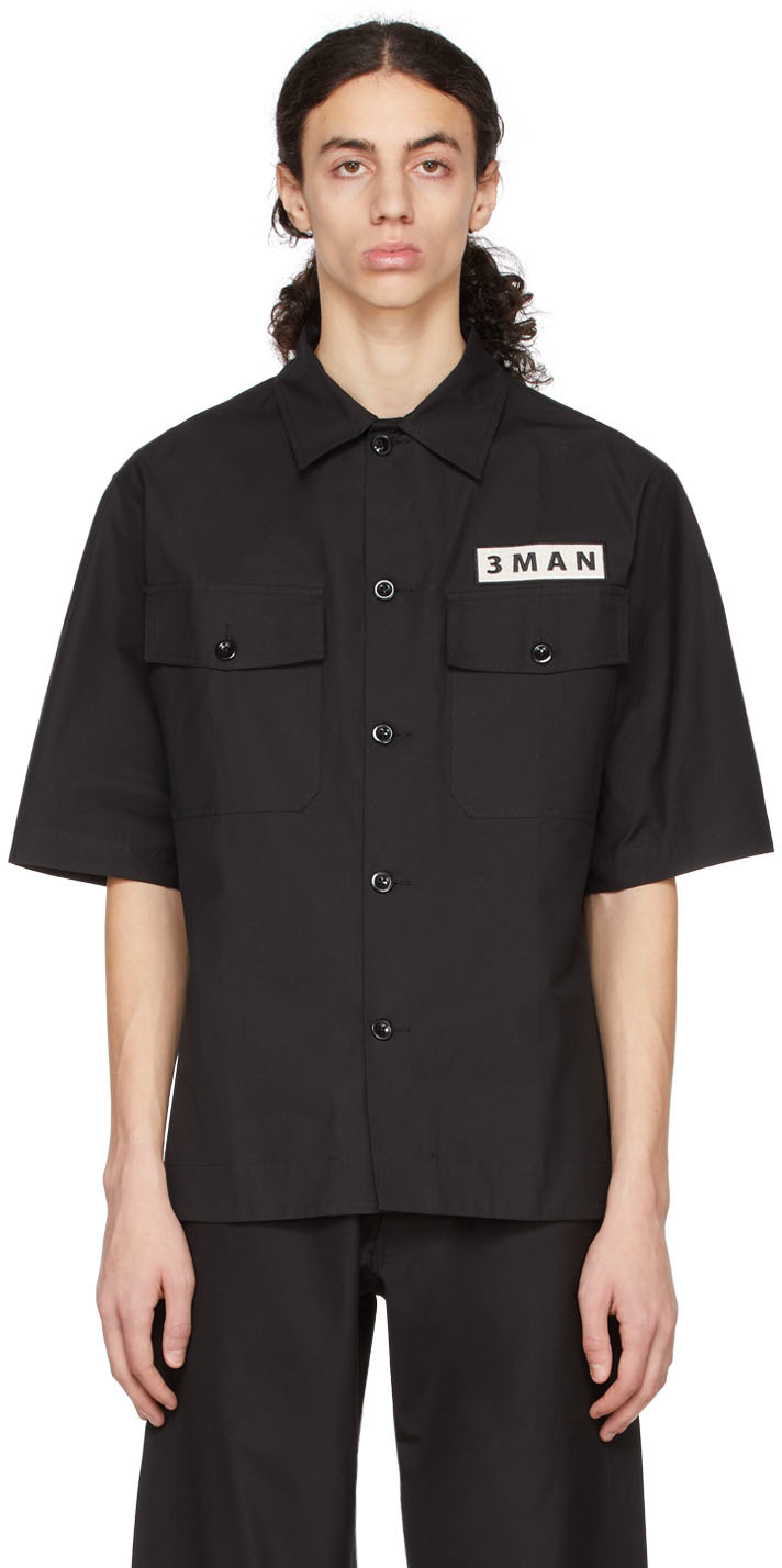 3MAN: Black Cotton Shirt | SSENSE