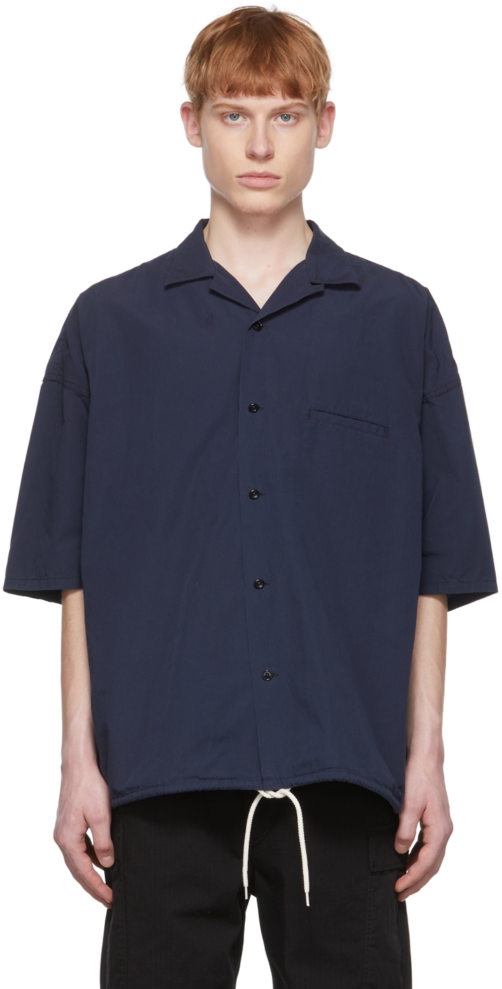 Nanamica: Navy Open Collar Wind Shirt | SSENSE UK