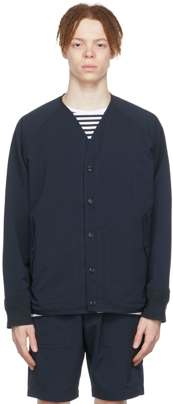 Nanamica Navy Polyester Cardigan