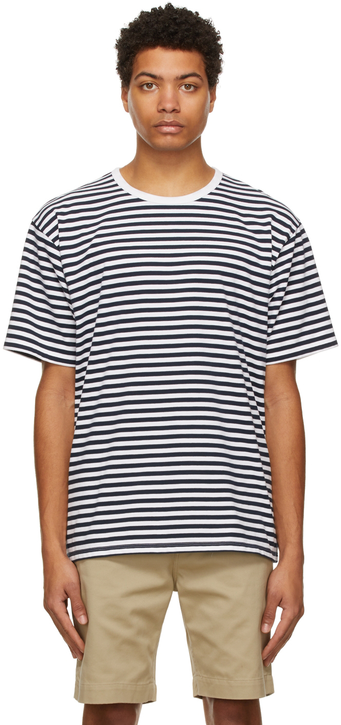 Nanamica: Navy Striped T-Shirt | SSENSE UK