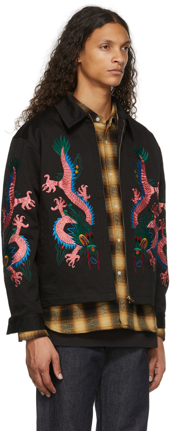 Awake NY Black Twin Dragon Harrington Jacket | Smart Closet