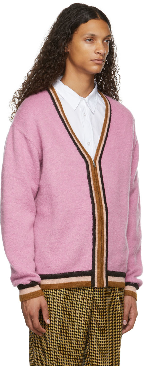 Awake NY Pink Striped Mohair Cardigan | Smart Closet